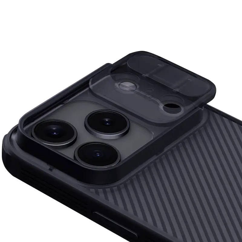 Węgiel nakładka Nillkin CamShield Pro do Apple iPhone 17 Pro Max / 18 Pro Max (6.9"), Transparent black 3, Plastikowy